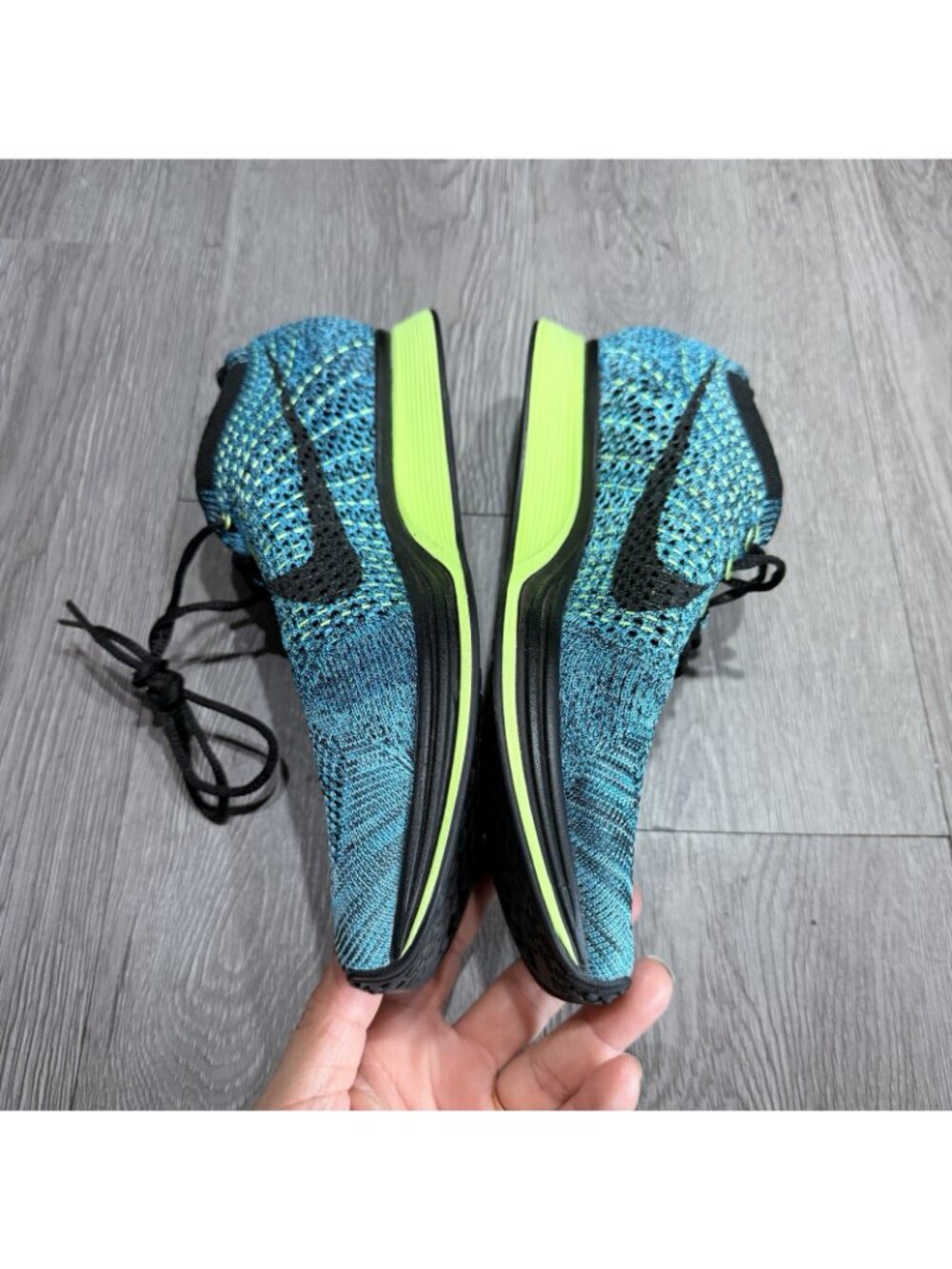 Nike Flyknit Racer Shoes Mens Size 7.5 Blue Knit Running Sneakers 526628-401 - Picture 10 of 10